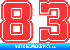 Samolepka Startovní číslo 83 typ 5 světle červená