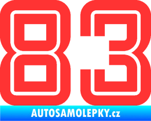 Samolepka Startovní číslo 83 typ 7 světle červená