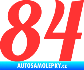 Samolepka Startovní číslo 84 typ 3  světle červená