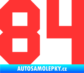 Samolepka Startovní číslo 84 světle červená