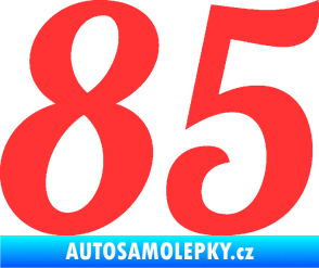 Samolepka Startovní číslo 85 typ 3   světle červená