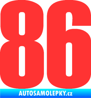 Samolepka Startovní číslo 86 typ 2      světle červená