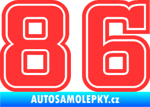 Samolepka Startovní číslo 86 typ 5 světle červená