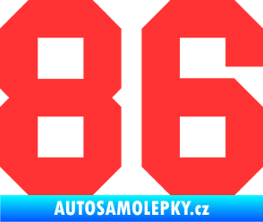 Samolepka Startovní číslo 86 světle červená