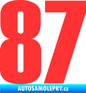 Samolepka Startovní číslo 87 typ 2       světle červená