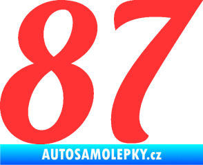 Samolepka Startovní číslo 87 typ 3   světle červená