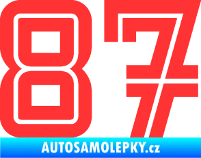 Samolepka Startovní číslo 87 typ 7 světle červená
