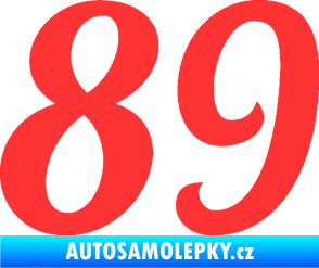Samolepka Startovní číslo 89 typ 3  světle červená