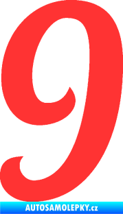 Samolepka Startovní číslo 9 typ 3 světle červená