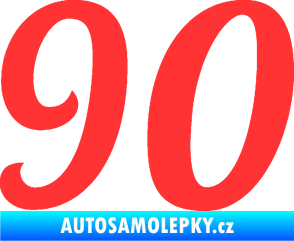 Samolepka Startovní číslo 90 typ 3   světle červená