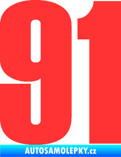 Samolepka Startovní číslo 91 typ 2 světle červená