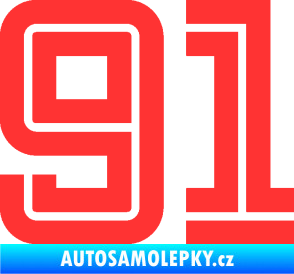 Samolepka Startovní číslo 91 typ 7 světle červená
