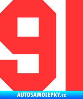 Samolepka Startovní číslo 91 světle červená