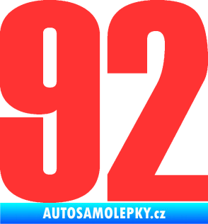 Samolepka Startovní číslo 92 typ 2  světle červená