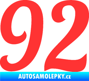 Samolepka Startovní číslo 92 typ 3   světle červená