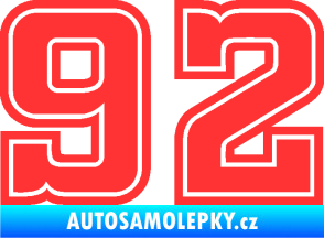 Samolepka Startovní číslo 92 typ 5 světle červená