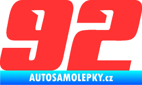 Samolepka Startovní číslo 92 typ 6 světle červená