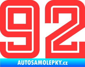 Samolepka Startovní číslo 92 typ 7 světle červená