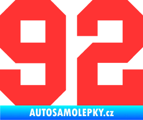 Samolepka Startovní číslo 92 světle červená