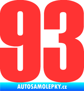 Samolepka Startovní číslo 93 typ 2   světle červená