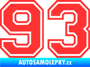 Samolepka Startovní číslo 93 typ 4 světle červená