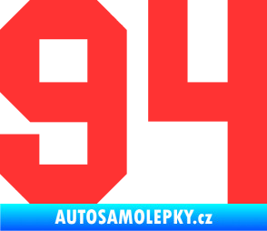 Samolepka Startovní číslo 94 světle červená