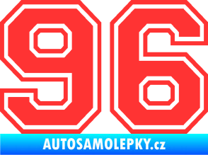 Samolepka Startovní číslo 96 typ 4 světle červená
