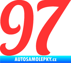 Samolepka Startovní číslo 97 typ 3   světle červená