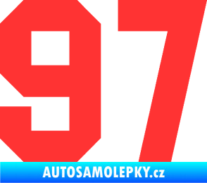 Samolepka Startovní číslo 97 světle červená
