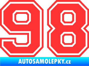 Samolepka Startovní číslo 98 typ 4 světle červená