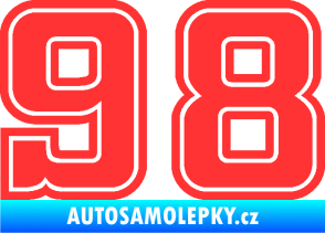 Samolepka Startovní číslo 98 typ 5 světle červená