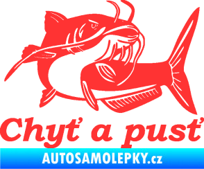 Samolepka Sumec 002 chyť a pusť pravá světle červená