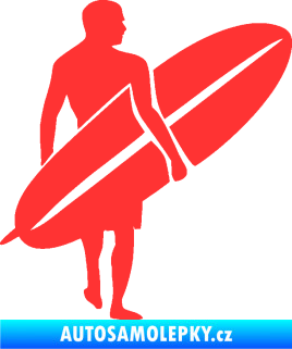 Samolepka Surfař 004 pravá světle červená