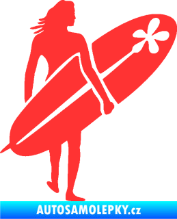 Samolepka Surfařka 003 pravá světle červená