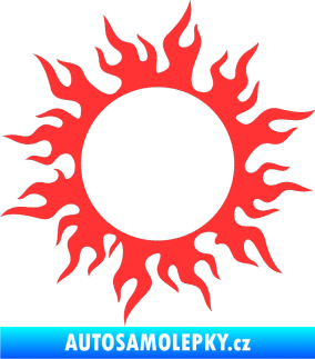 Samolepka Tetování 116 slunce s plameny světle červená