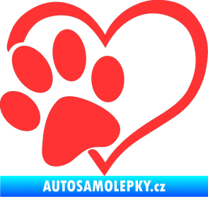 Samolepka Tlapka love levá světle červená