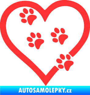 Samolepka Tlapky love 006 levá světle červená
