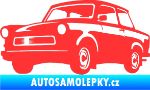 Samolepka Trabant karikatura levá světle červená