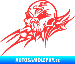 Samolepka Tribal skull levá lebka světle červená