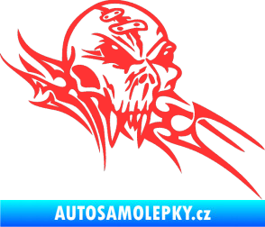 Samolepka Tribal skull pravá lebka světle červená