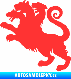 Samolepka Trojhlavý pes kerberos 002 levá světle červená