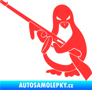 Samolepka Tučňák se samopalem levá světle červená