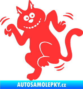 Samolepka Veselá kočka levá světle červená