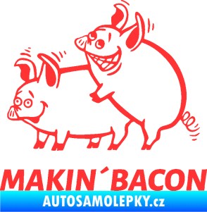 Samolepka Veselá prasátka makin bacon levá světle červená