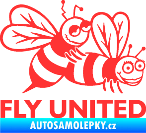 Samolepka Veselé vosy fly united pravá světle červená