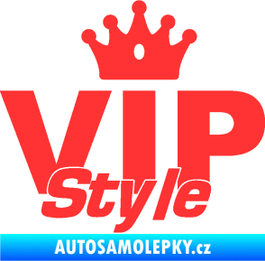 Samolepka VIP styl nápis s korunkou světle červená