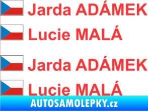 Samolepka Vlajka ČR se jménem světle červená