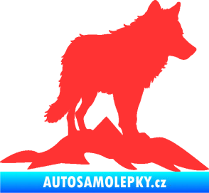Samolepka Vlk 031 pravá hory světle červená