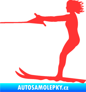 Samolepka Vodní lyže 002 levá světle červená