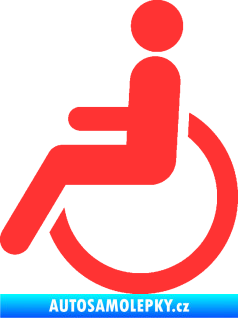 Samolepka Vozíčkář 002 invalida - levá světle červená